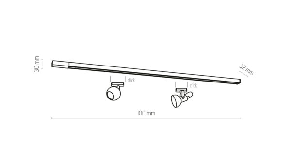 TRACER LISTWA TRÓJOBWODOWY 1 M WHITE